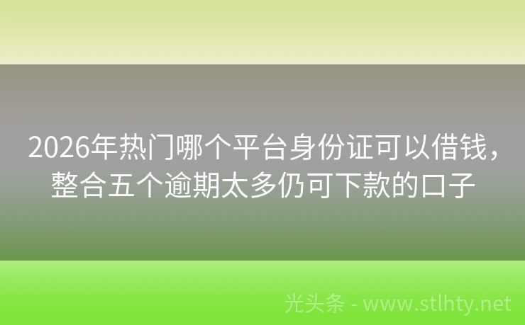 2026年热门哪个平台身份证可以借钱，整合五个逾期太多仍可下款的口子