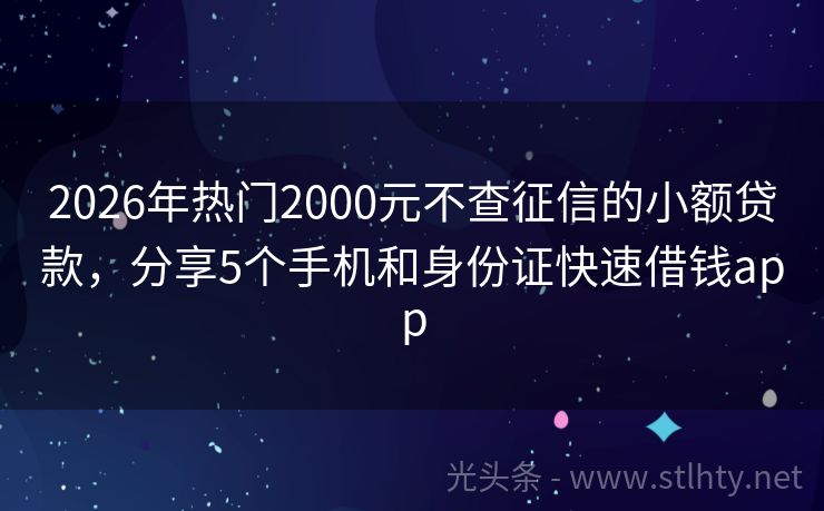 2026年热门2000元不查征信的小额贷款，分享5个手机和身份证快速借钱app