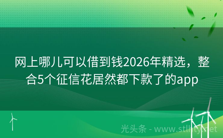 网上哪儿可以借到钱2026年精选，整合5个征信花居然都下款了的app