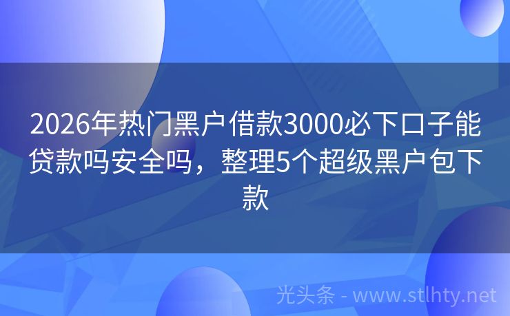 2026年热门黑户借款3000必下口子能贷款吗安全吗，整理5个超级黑户包下款