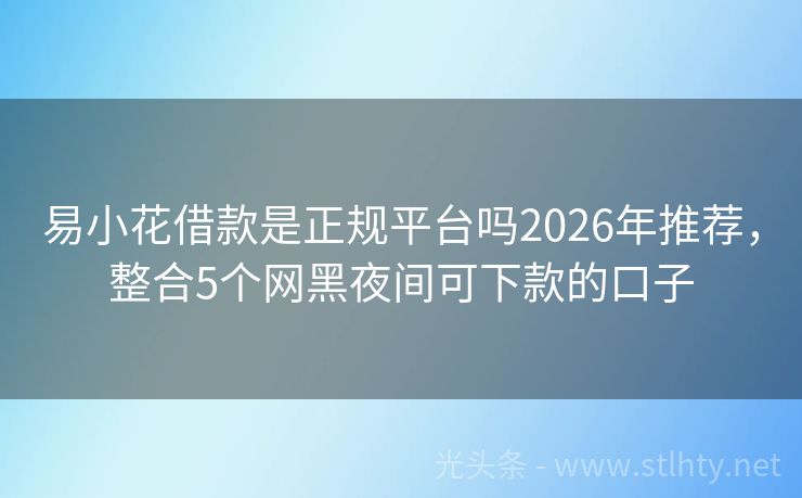 易小花借款是正规平台吗2026年推荐，整合5个网黑夜间可下款的口子