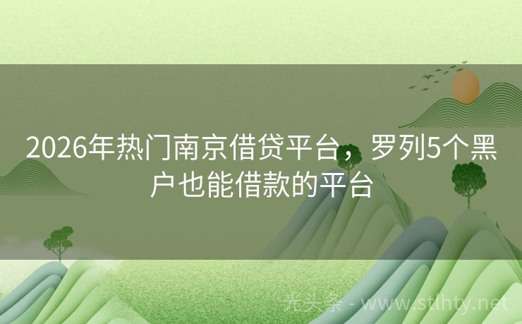 2026年热门南京借贷平台，罗列5个黑户也能借款的平台