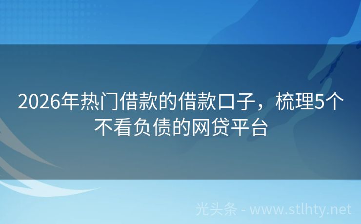 2026年热门借款的借款口子，梳理5个不看负债的网贷平台