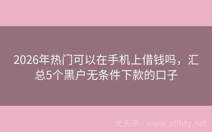 2026年热门可以在手机上借钱吗，汇总5个黑户无条件下款的口子