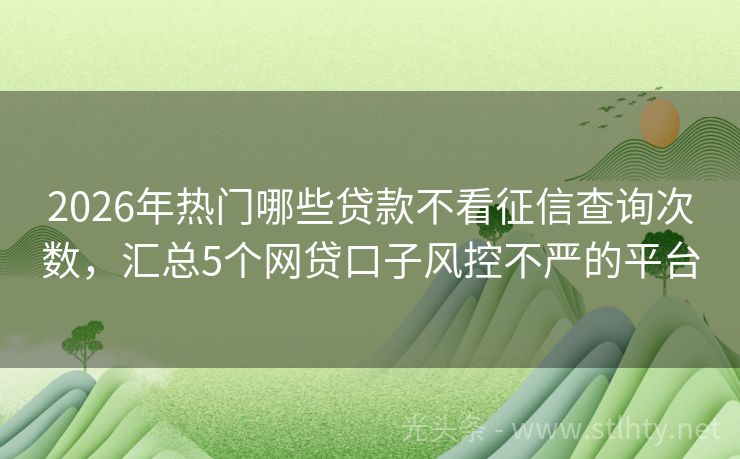 2026年热门哪些贷款不看征信查询次数，汇总5个网贷口子风控不严的平台