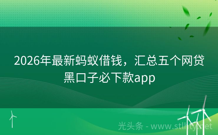 2026年最新蚂蚁借钱，汇总五个网贷黑口子必下款app