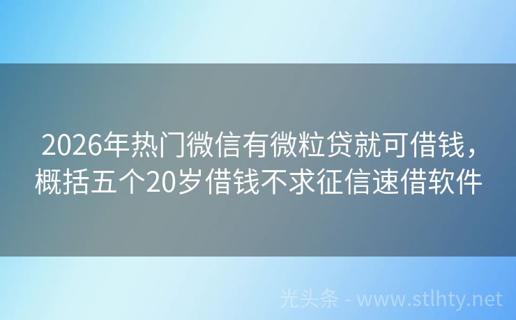 2026年热门微信有微粒贷就可借钱，概括五个20岁借钱不求征信速借软件