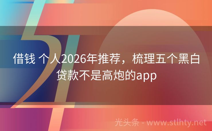 借钱 个人2026年推荐，梳理五个黑白贷款不是高炮的app