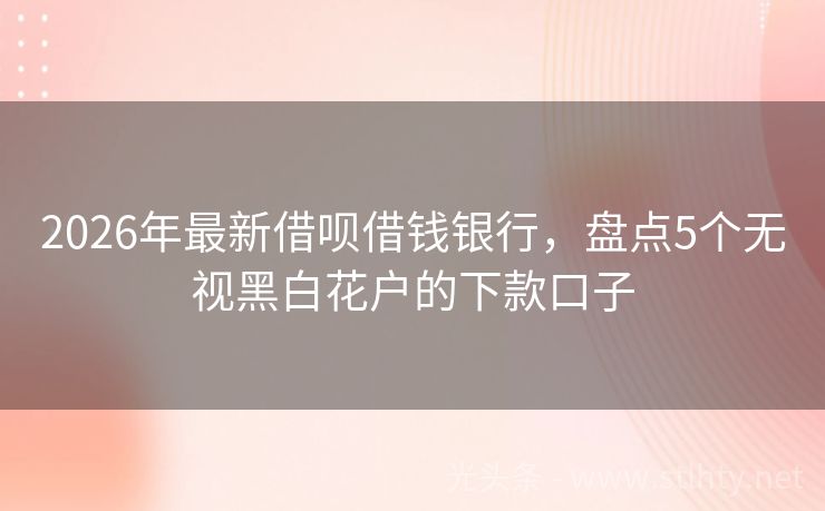 2026年最新借呗借钱银行，盘点5个无视黑白花户的下款口子