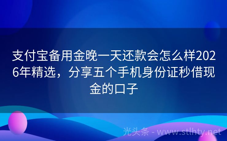 支付宝备用金晚一天还款会怎么样2026年精选，分享五个手机身份证秒借现金的口子