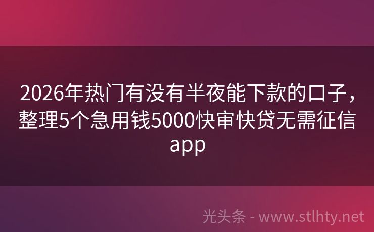 2026年热门有没有半夜能下款的口子，整理5个急用钱5000快审快贷无需征信app