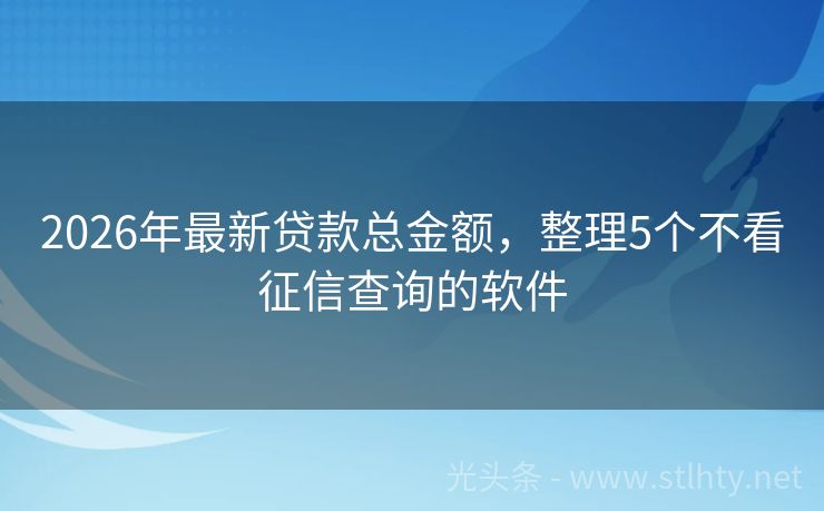 2026年最新贷款总金额，整理5个不看征信查询的软件