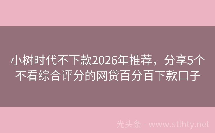 小树时代不下款2026年推荐，分享5个不看综合评分的网贷百分百下款口子