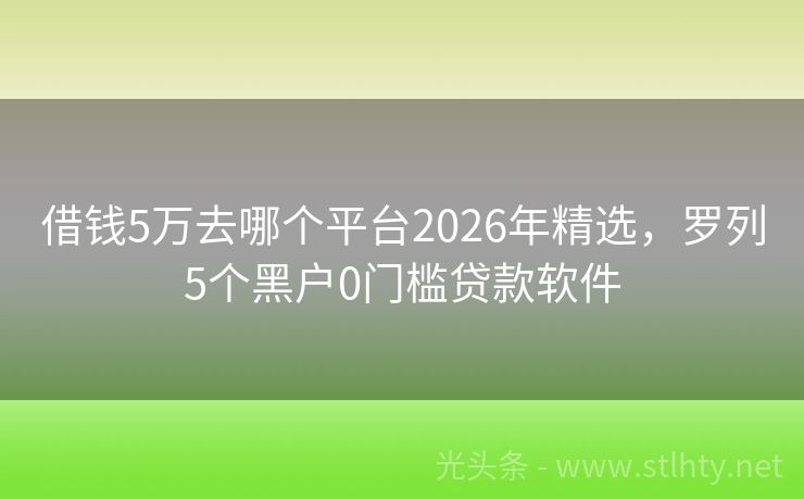 借钱5万去哪个平台2026年精选，罗列5个黑户0门槛贷款软件