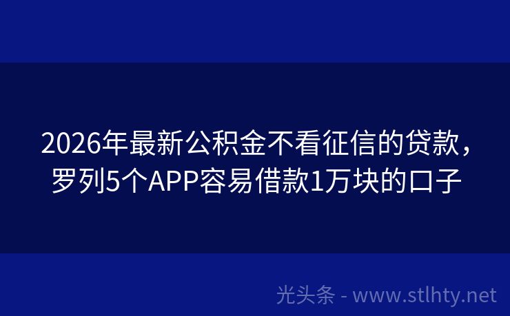 2026年最新公积金不看征信的贷款，罗列5个APP容易借款1万块的口子