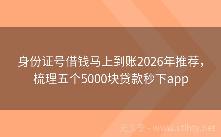 身份证号借钱马上到账2026年推荐，梳理五个5000块贷款秒下app