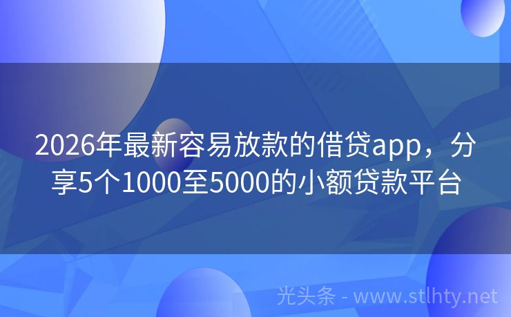 2026年最新容易放款的借贷app，分享5个1000至5000的小额贷款平台