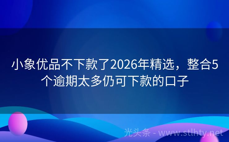 小象优品不下款了2026年精选，整合5个逾期太多仍可下款的口子