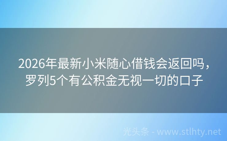 2026年最新小米随心借钱会返回吗，罗列5个有公积金无视一切的口子
