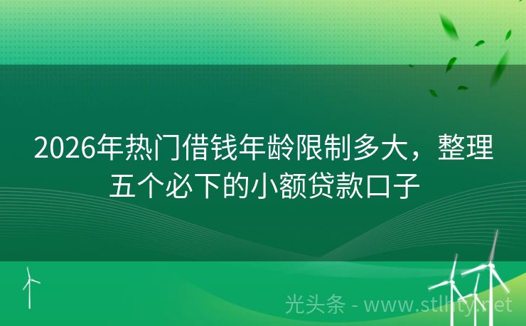 2026年热门借钱年龄限制多大，整理五个必下的小额贷款口子