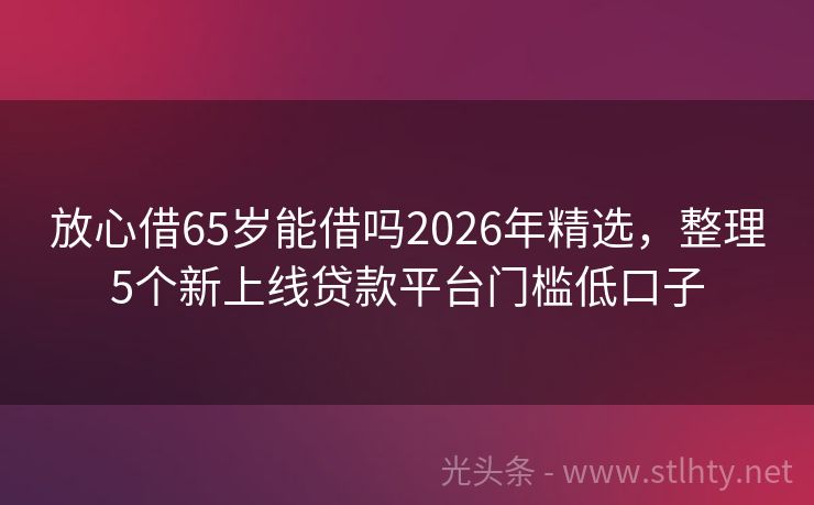 放心借65岁能借吗2026年精选，整理5个新上线贷款平台门槛低口子