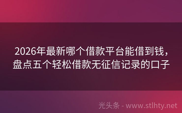 2026年最新哪个借款平台能借到钱，盘点五个轻松借款无征信记录的口子