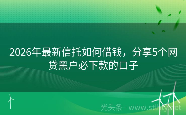 2026年最新信托如何借钱，分享5个网贷黑户必下款的口子