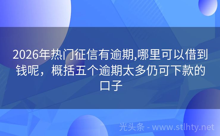 2026年热门征信有逾期,哪里可以借到钱呢，概括五个逾期太多仍可下款的口子