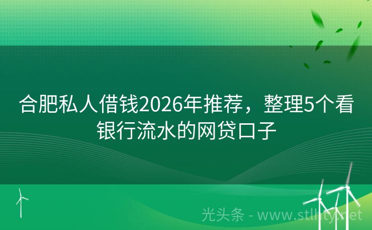 合肥私人借钱2026年推荐，整理5个看银行流水的网贷口子