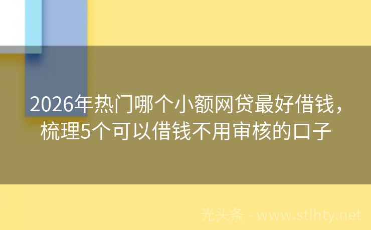 2026年热门哪个小额网贷最好借钱，梳理5个可以借钱不用审核的口子