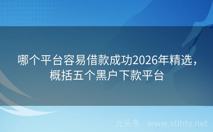 哪个平台容易借款成功2026年精选，概括五个黑户下款平台