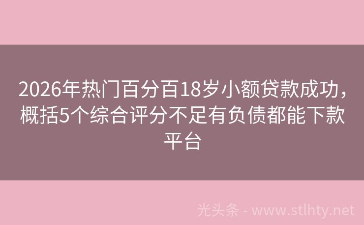 2026年热门百分百18岁小额贷款成功,概括5个综合评分不足有负债都能下款平台