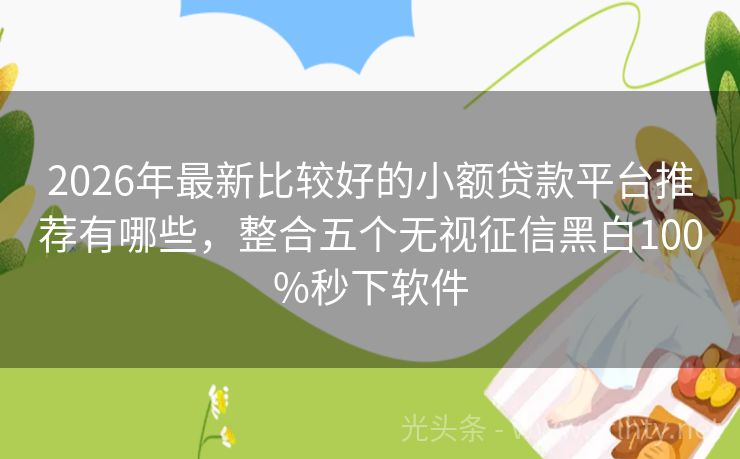 2026年最新比较好的小额贷款平台推荐有哪些，整合五个无视征信黑白100%秒下软件