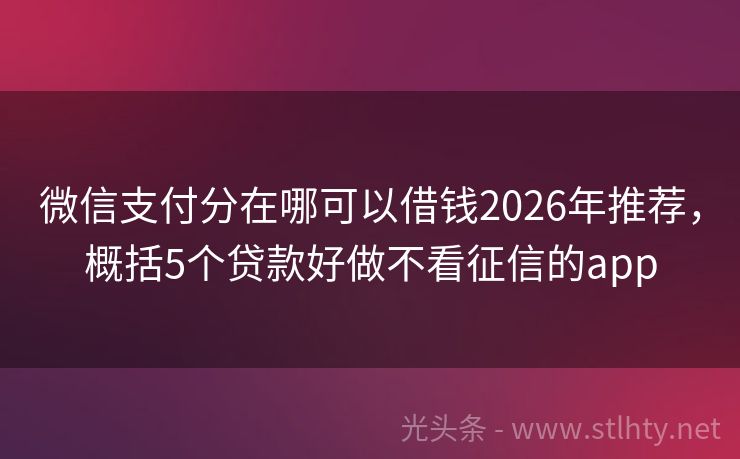 微信支付分在哪可以借钱2026年推荐，概括5个贷款好做不看征信的app
