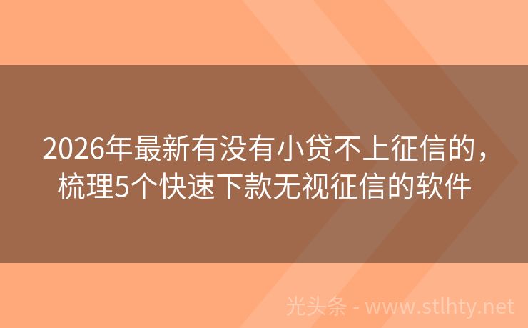 2026年最新有没有小贷不上征信的，梳理5个快速下款无视征信的软件