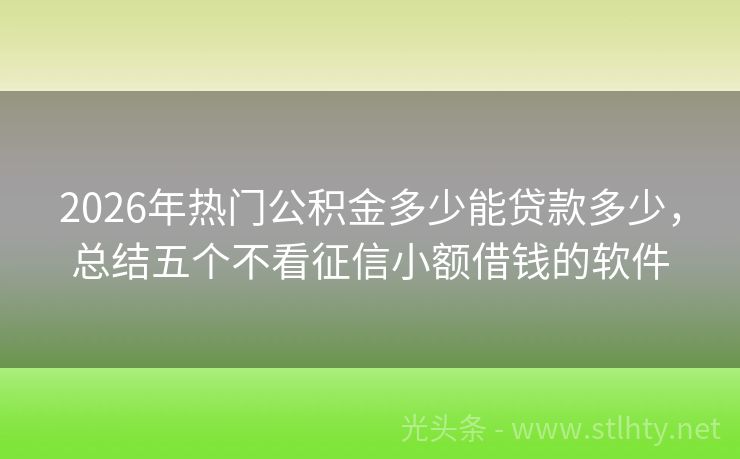 2026年热门公积金多少能贷款多少，总结五个不看征信小额借钱的软件