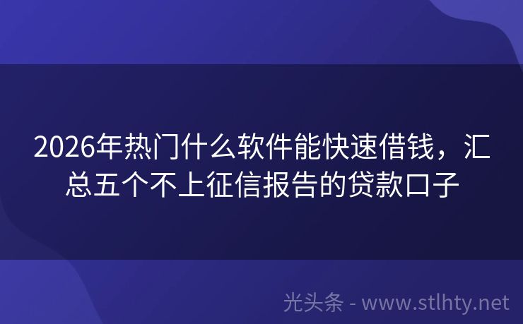 2026年热门什么软件能快速借钱，汇总五个不上征信报告的贷款口子