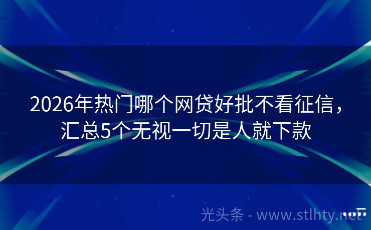 2026年热门哪个网贷好批不看征信，汇总5个无视一切是人就下款