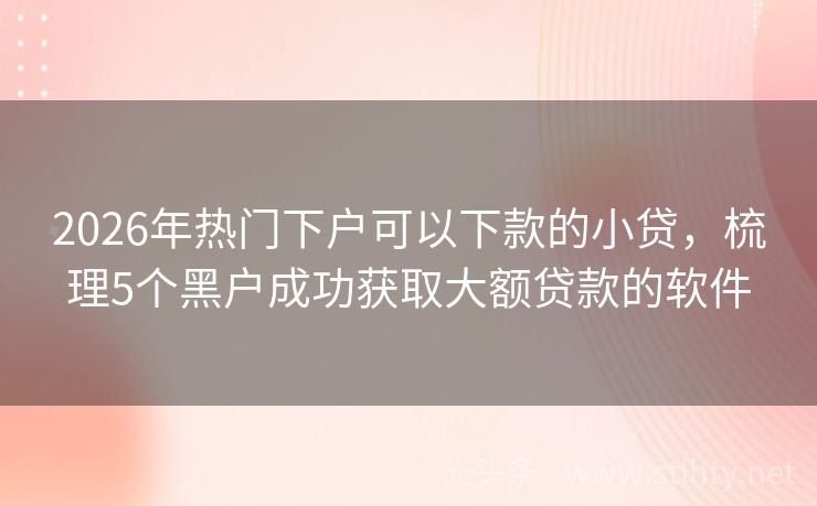 2026年热门下户可以下款的小贷，梳理5个黑户成功获取大额贷款的软件