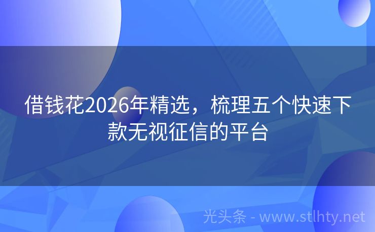 借钱花2026年精选，梳理五个快速下款无视征信的平台