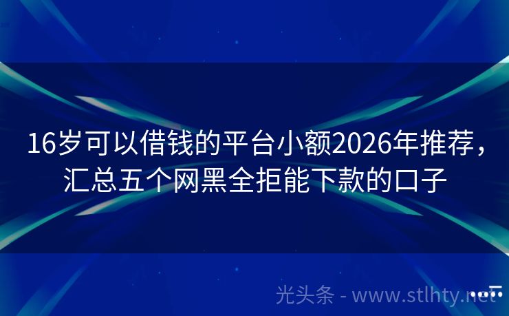 16岁可以借钱的平台小额2026年推荐，汇总五个网黑全拒能下款的口子