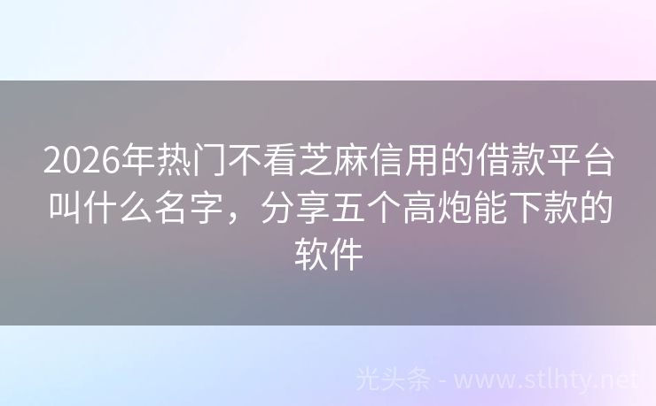 2026年热门不看芝麻信用的借款平台叫什么名字，分享五个高炮能下款的软件