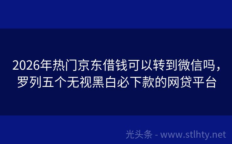 2026年热门京东借钱可以转到微信吗，罗列五个无视黑白必下款的网贷平台