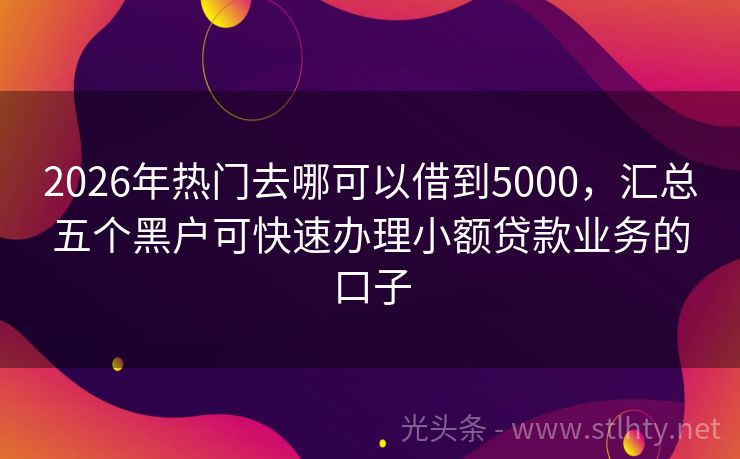 2026年热门去哪可以借到5000，汇总五个黑户可快速办理小额贷款业务的口子