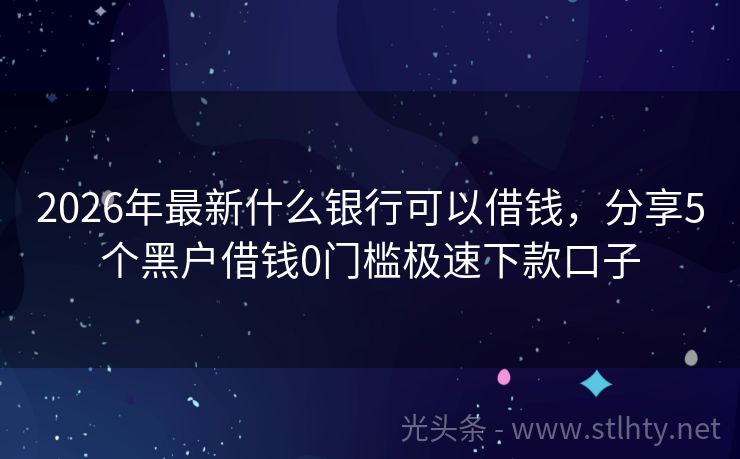 2026年最新什么银行可以借钱，分享5个黑户借钱0门槛极速下款口子