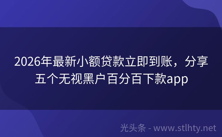 2026年最新小额贷款立即到账，分享五个无视黑户百分百下款app