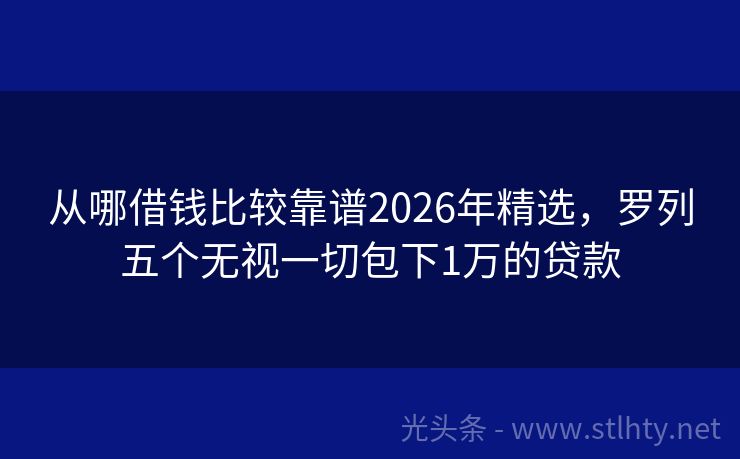 从哪借钱比较靠谱2026年精选，罗列五个无视一切包下1万的贷款