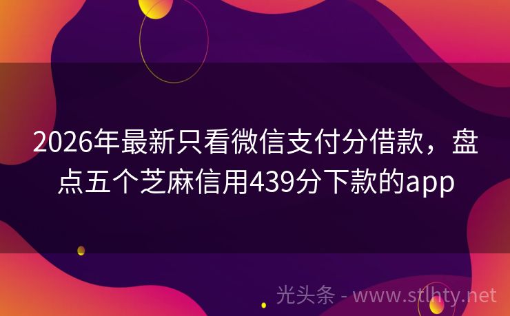 2026年最新只看微信支付分借款，盘点五个芝麻信用439分下款的app