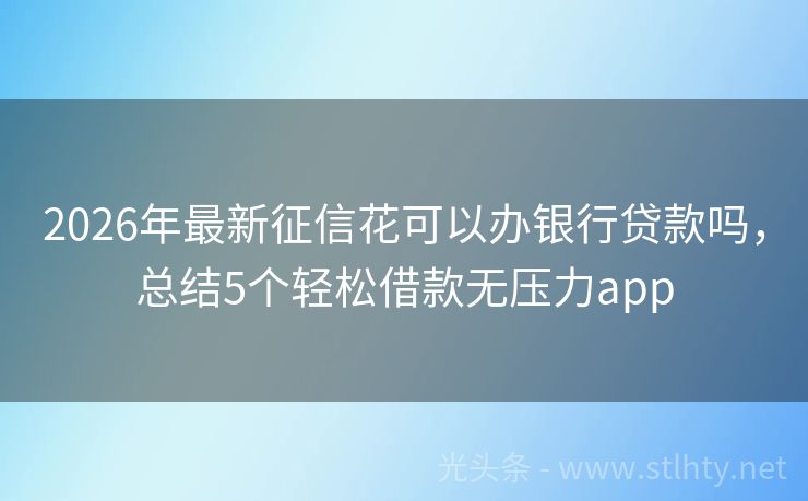2026年最新征信花可以办银行贷款吗，总结5个轻松借款无压力app