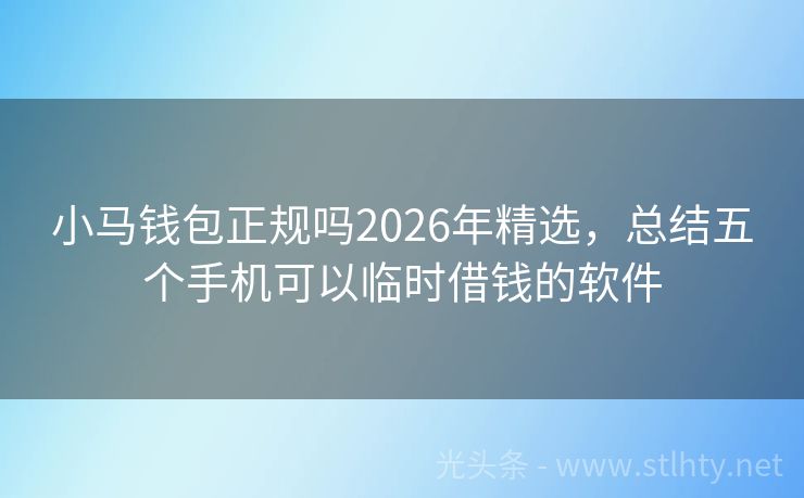 小马钱包正规吗2026年精选，总结五个手机可以临时借钱的软件